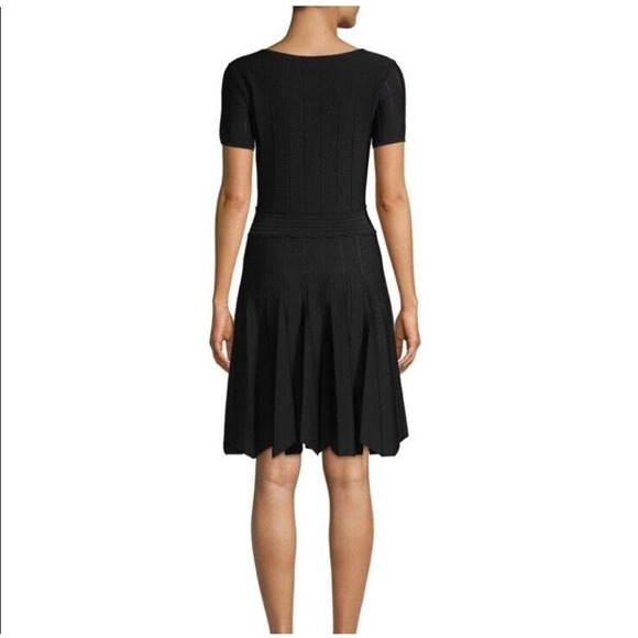 Anthropologie Shoshanna Black Pleated Cocktail Fit Flare Career Dress Medium Y22 - Picture 3 of 10